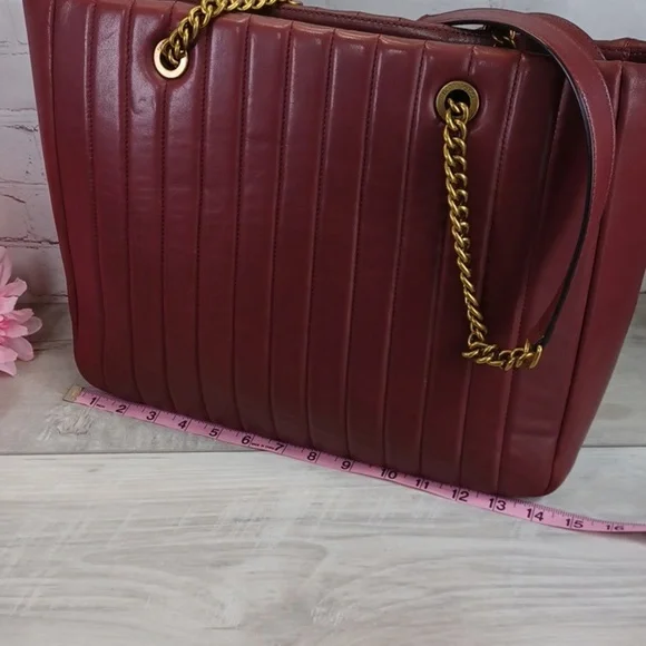 Henri Bendel 712 Zip Tote Laptop Bag  Burgundy - Picture 6 of 17